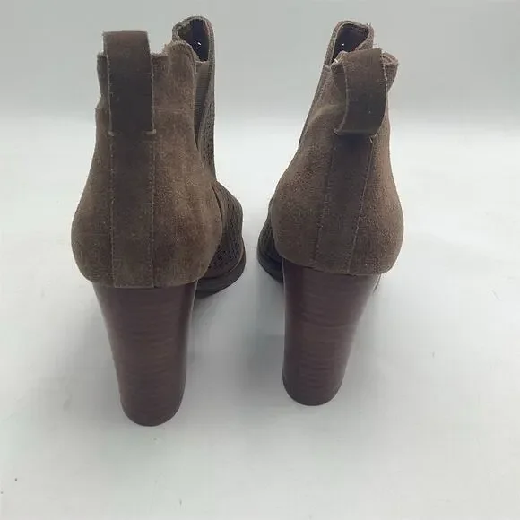 Marc Fisher LTD Booties Womens 9.5M Brown‎ Perforated Pointed Toe Block - Picture 7 of 10